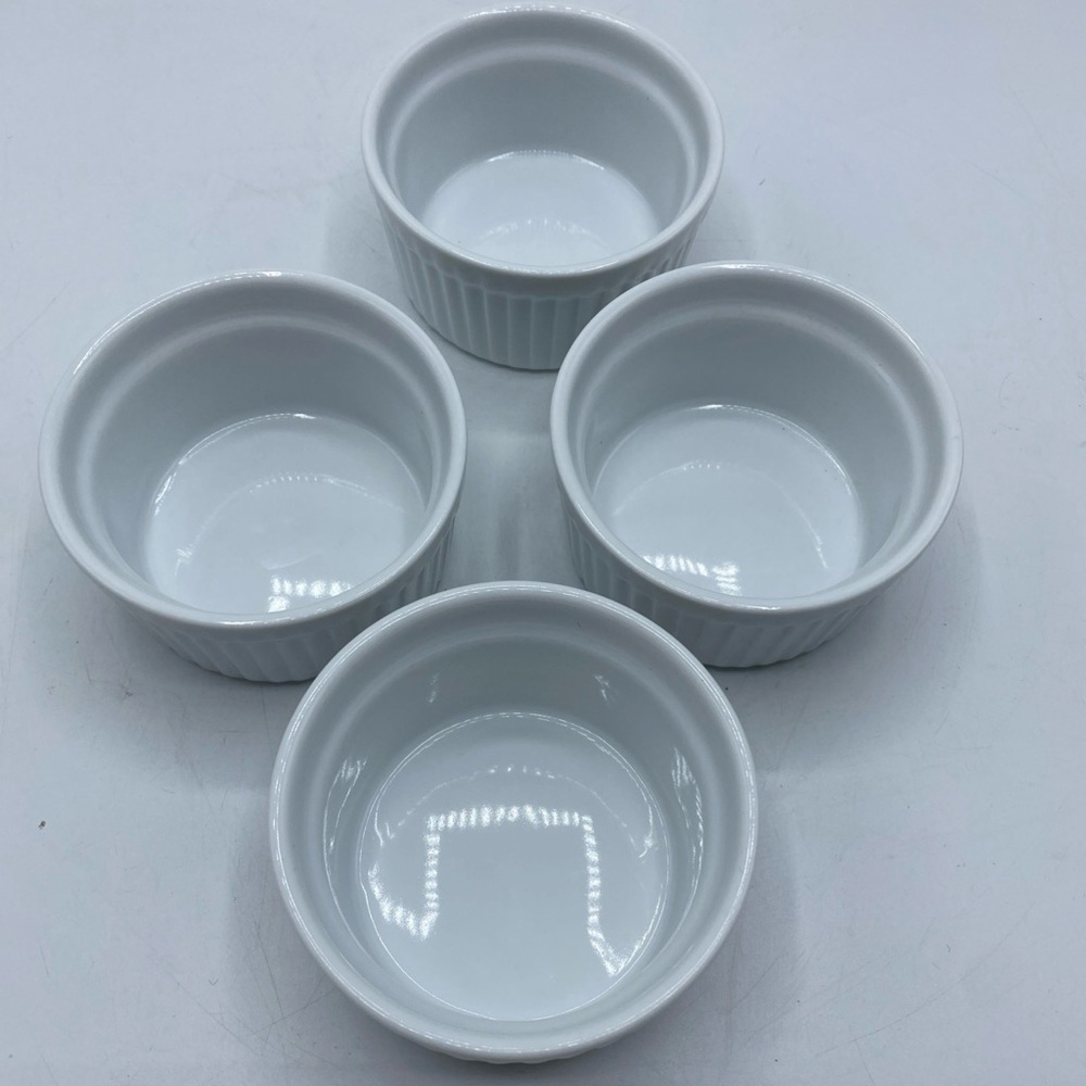 4 Cordon Bleu Ramekins 6 Oz Individual Stoneware Custard Cups Pure White